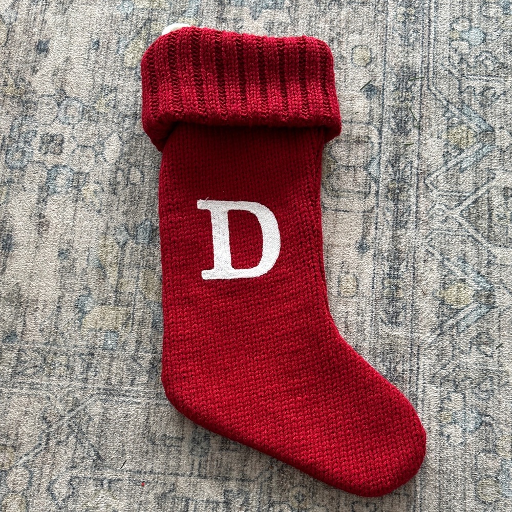 Wondershop Red Knit Stocking with letter D